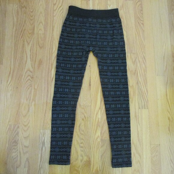 PINK ROSE WOMENS JUNIOR'S SIZE L LEGGINGS BLACK NORDIC ANKLE LENGTH FLEECE PANTS - Picture 3 of 5